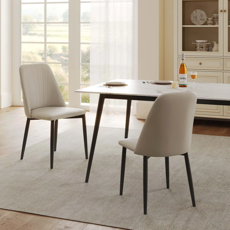 Chester, Upholstered Dining Side Chairs Set of 2, Off-white