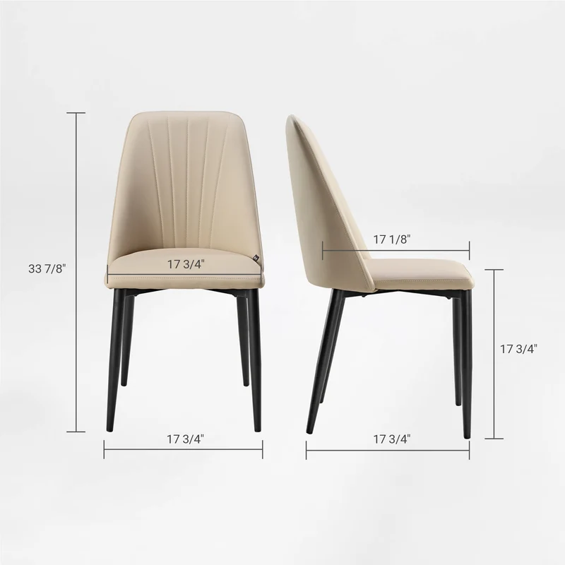 Chester, Upholstered Dining Side Chairs Set of 2, Off-white