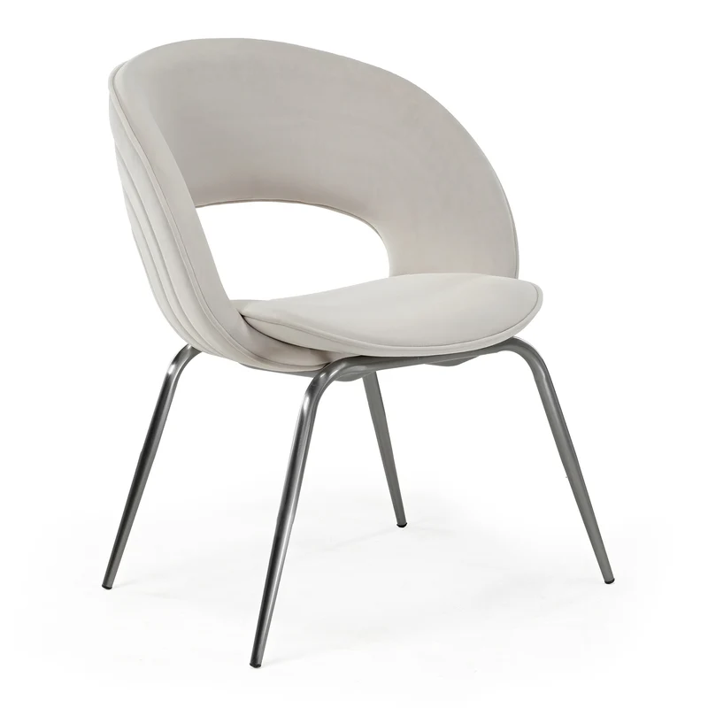Shanean, Velvet Dining Chair 1 PC, Off-White