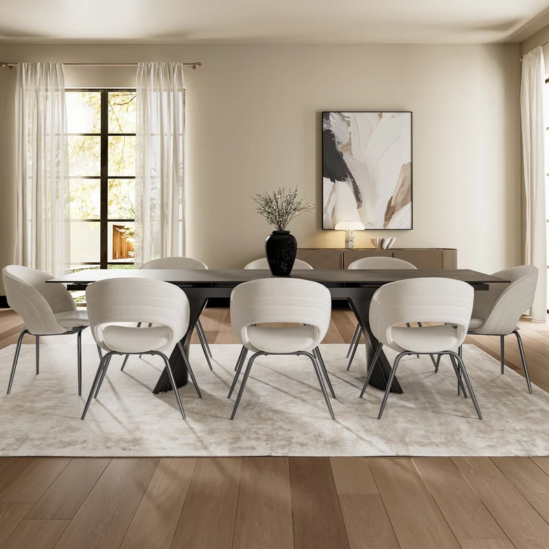 Shanean, Velvet Dining Chair 1 PC, Off-White