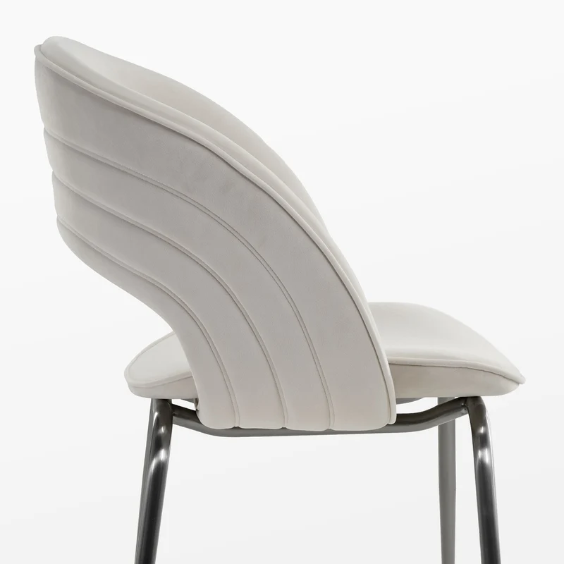 Shanean, Velvet Dining Chair 1 PC, Off-White