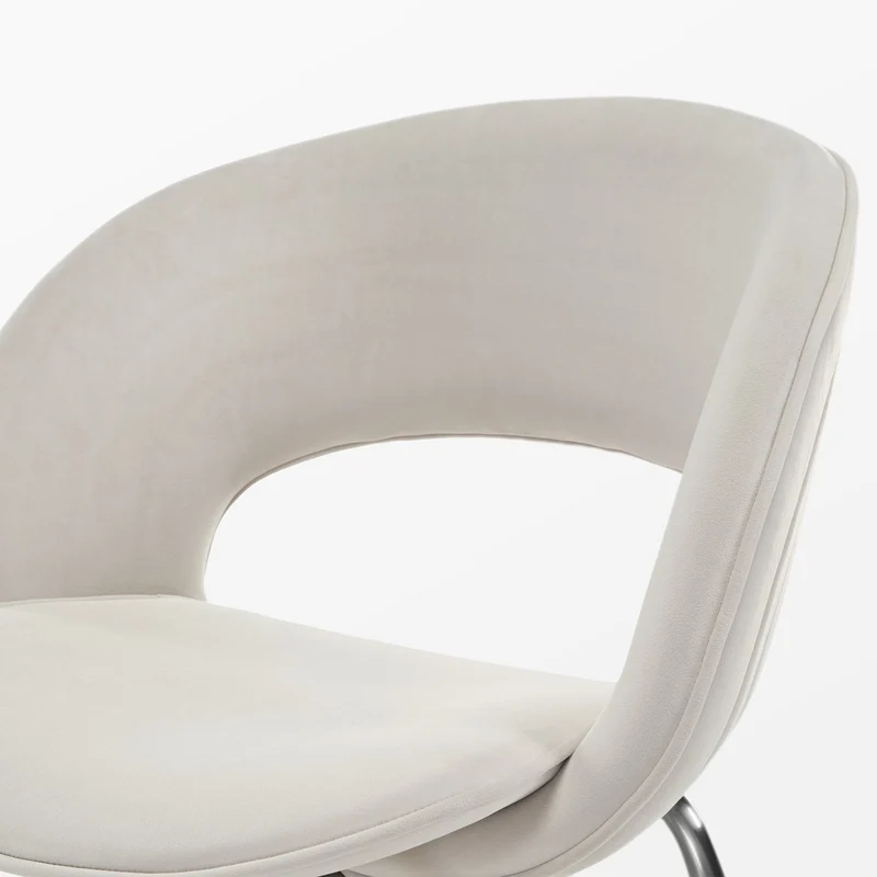 Shanean, Velvet Dining Chair 1 PC, Off-White