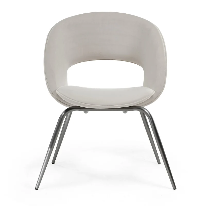 Shanean, Velvet Dining Chair 1 PC, Off-White
