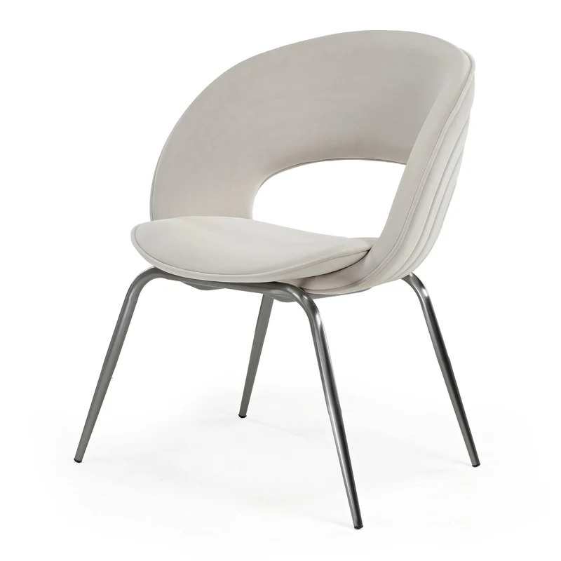 Shanean, Velvet Dining Chair 1 PC, Off-White