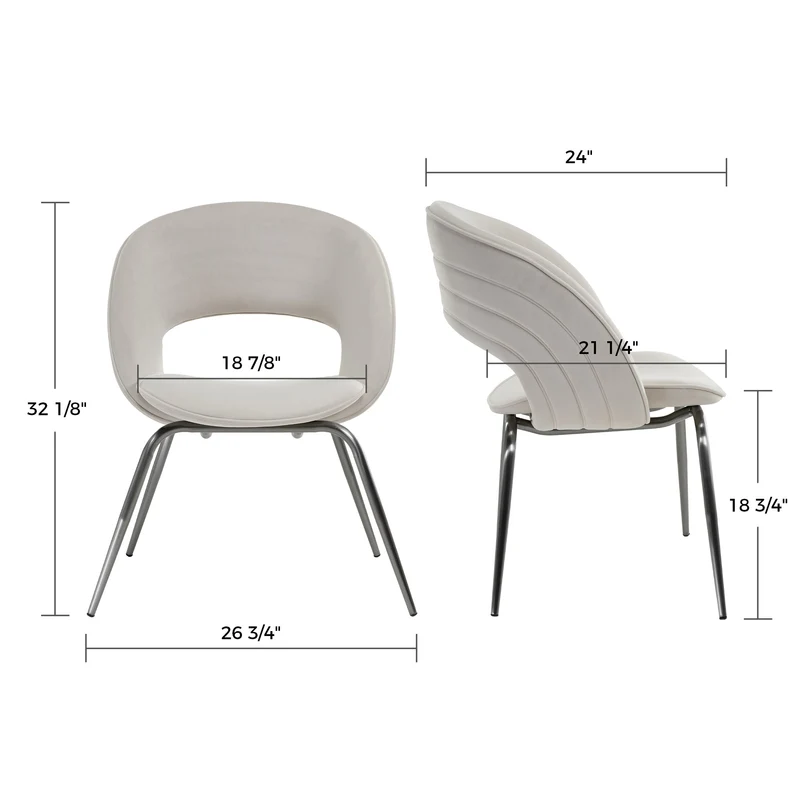 Shanean, Velvet Dining Chair 1 PC, Off-White