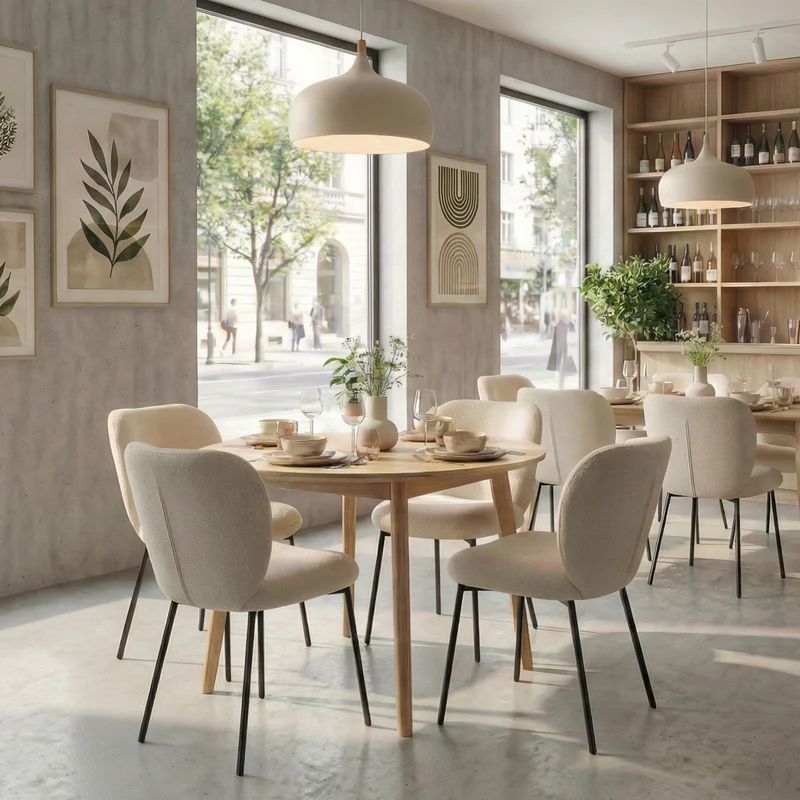 Sage, Upholstered Dining Side Chairs Set of 2, Off-White