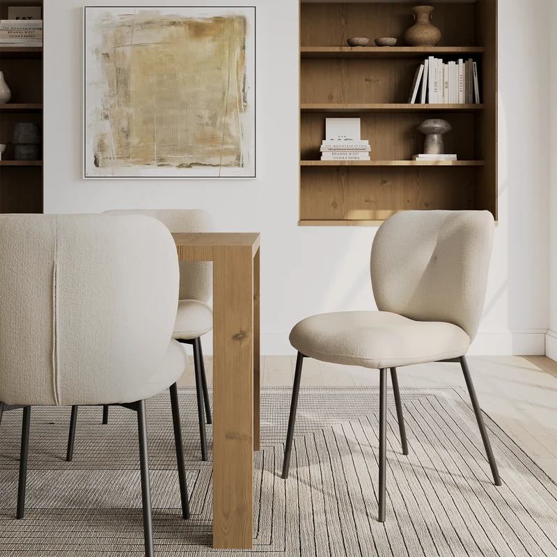 Sage, Upholstered Dining Side Chairs Set of 2, Off-White