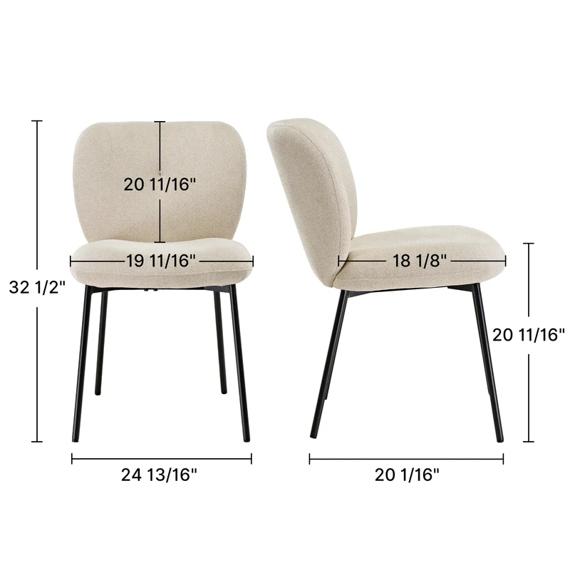Sage, Upholstered Dining Side Chairs Set of 2, Off-White