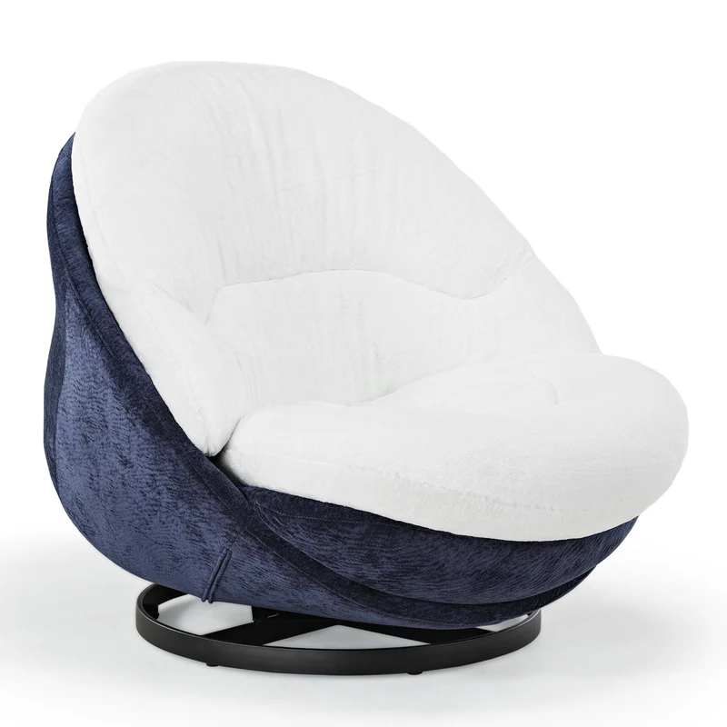 Gloria, Soft Upholstered Swivel Lounge Chair, White