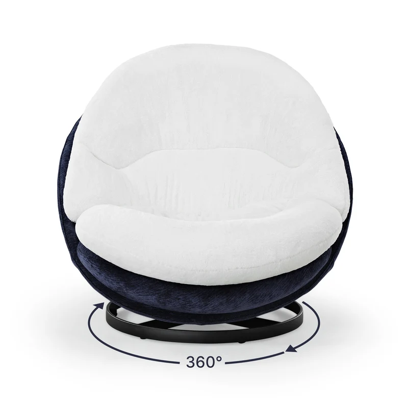 Gloria, Soft Upholstered Swivel Lounge Chair, White