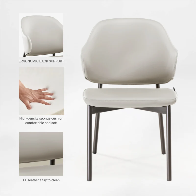 Noble, Upholstered Dining Side Chairs Set of 2, Gray