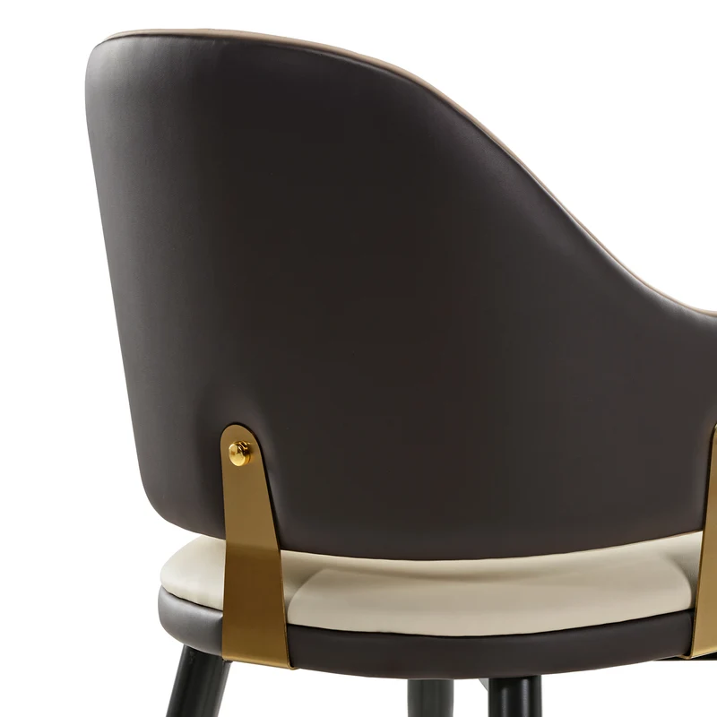 Anareli, Upholstered Dining Arm Chairs Set of 2, Beige & Dark Brown