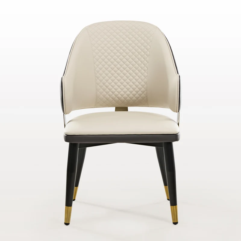 Anareli, Upholstered Dining Arm Chairs Set of 2, Beige & Dark Brown