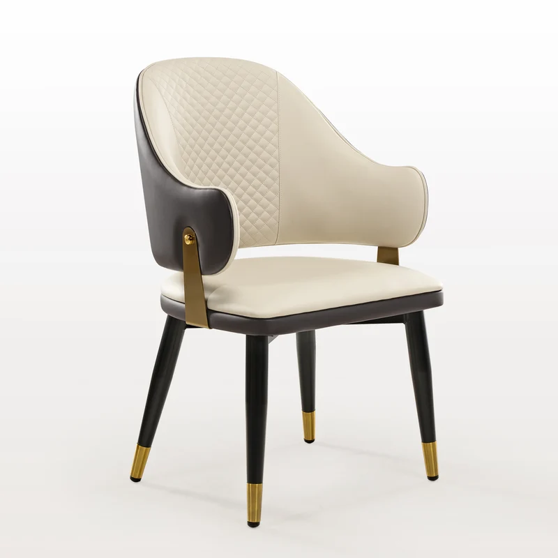 Anareli, Upholstered Dining Arm Chairs Set of 2, Beige & Dark Brown