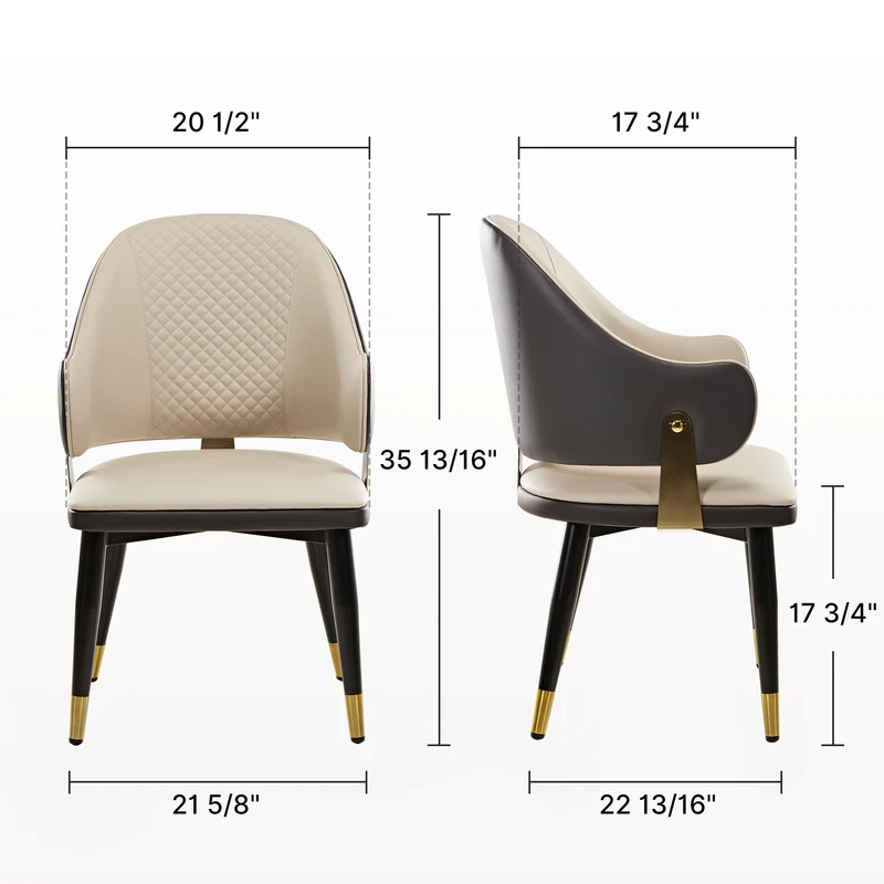 Anareli, Upholstered Dining Arm Chairs Set of 2, Beige & Dark Brown
