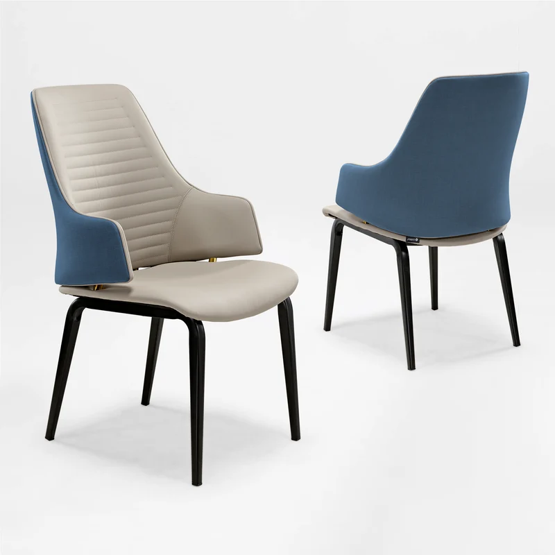 Juliet, Dining Arm Chairs Set of 2, Brown/Blue