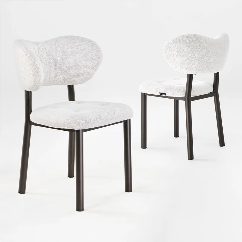 Nibbles, Upholstered Dining Side Chairs Set of 2, White