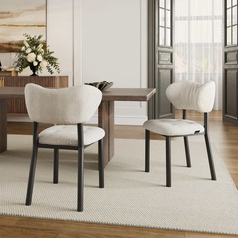 Nibbles, Upholstered Dining Side Chairs Set of 2, White