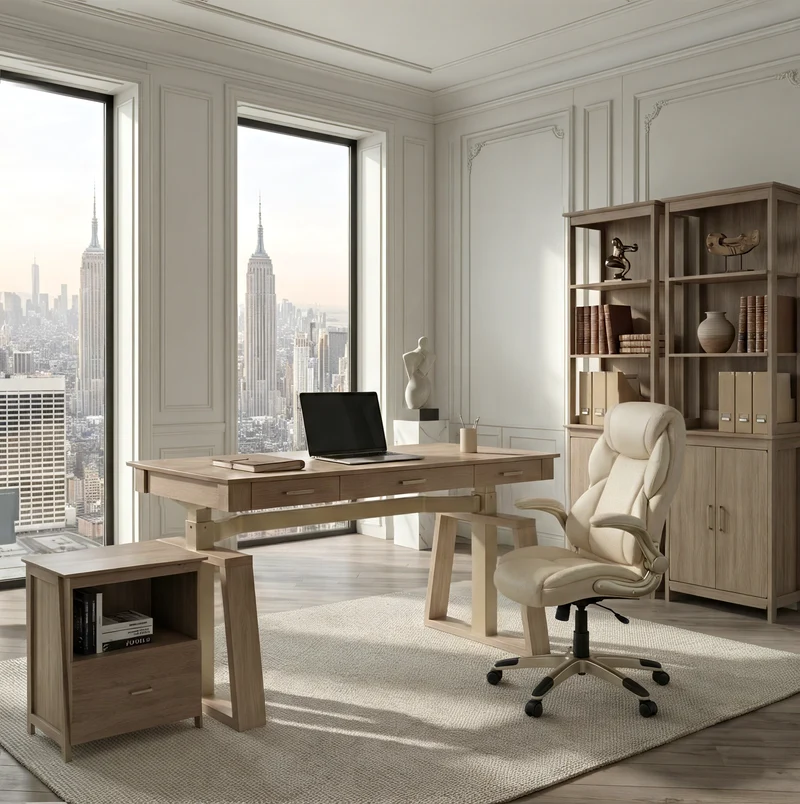 Executive Office Set: Ark EL Standing Desk, Chair & Storage