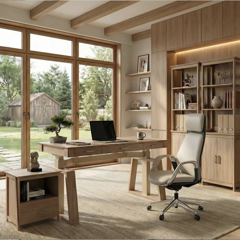 Executive Office Set: Ark EL Standing Desk, Chair & Storage