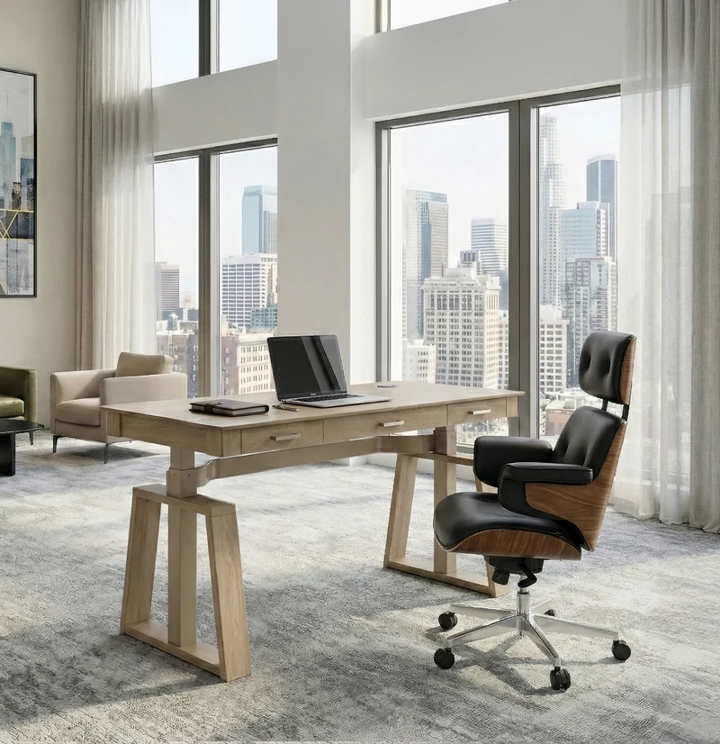 Executive Office Set: Ark EL Standing Desk & Executive Office Chair