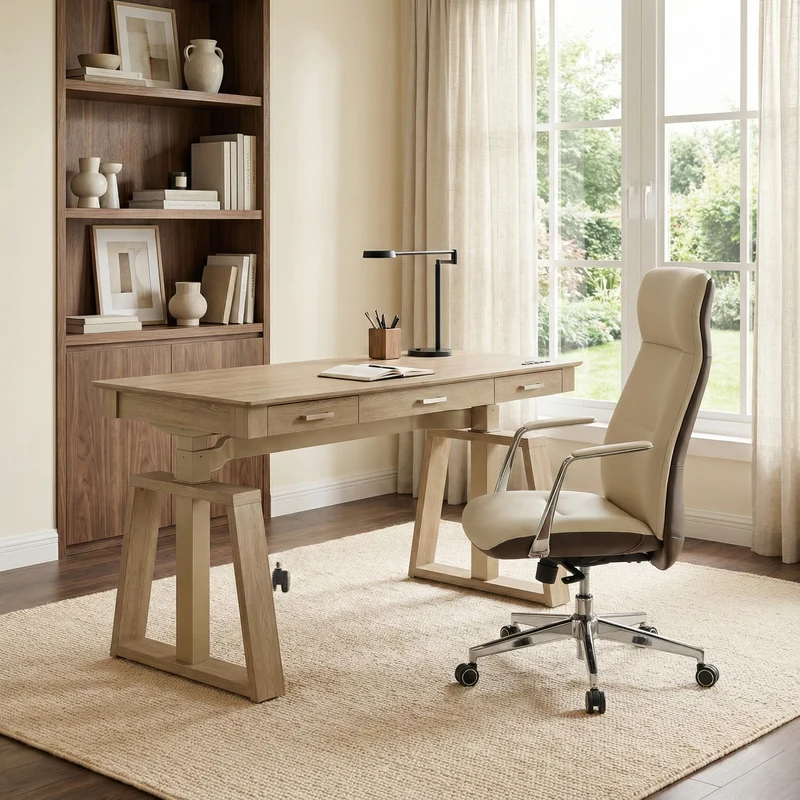 Executive Office Set: Ark EL Standing Desk & Executive Office Chair