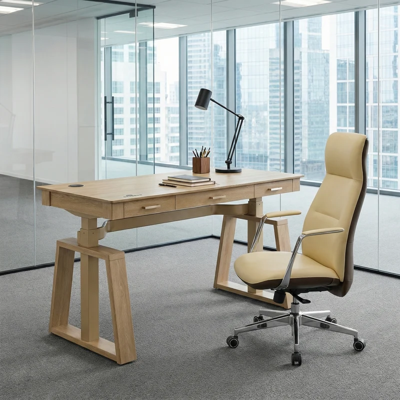 Executive Office Set: Ark EL Standing Desk & Executive Office Chair