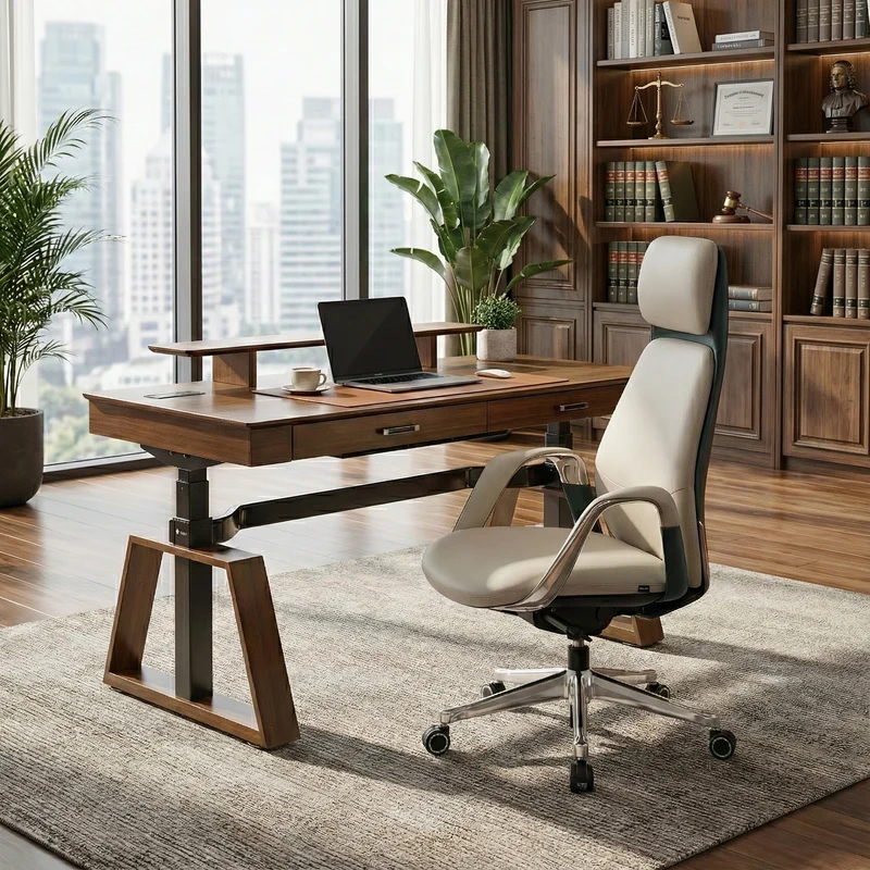 Executive Office Set: Ark Standing Desk & Luxury Executive Chair
