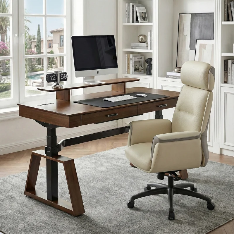 Executive Office Set: Ark Standing Desk & Luxury Executive Chair