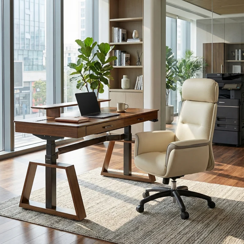 Executive Office Set: Ark Standing Desk & Luxury Executive Chair