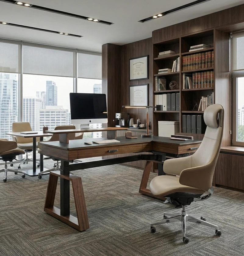 Executive Office Set: Ark Standing Desk & Premium Executive Chair