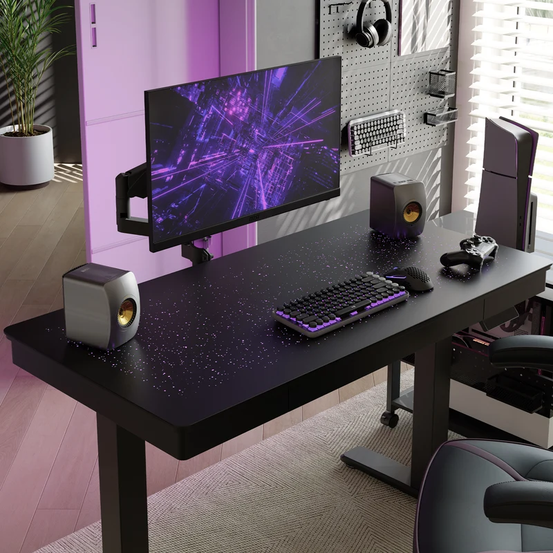 Wonder, Touch-Activated Glowing Glass Standing Desk (47"x23")