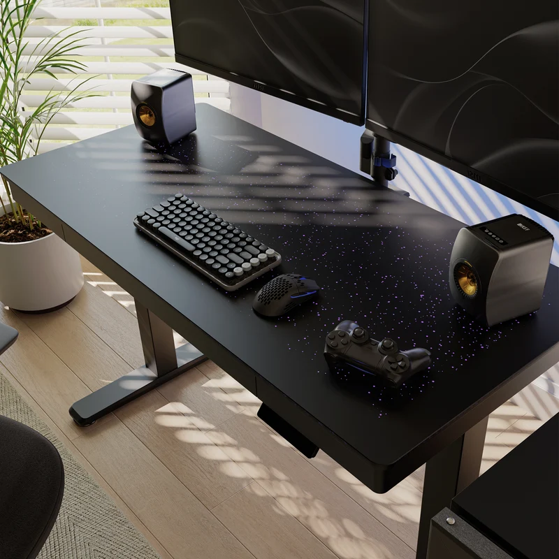 Wonder, Touch-Activated Glowing Glass Standing Desk (47"x23")