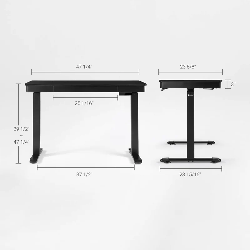 Wonder, Touch-Activated Glowing Glass Standing Desk (47"x23")