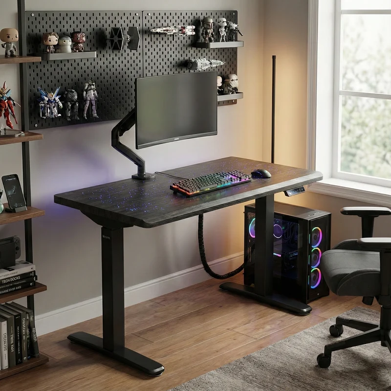 Wonder, Touch-Activated Glowing Glass Standing Desk (47"x23")