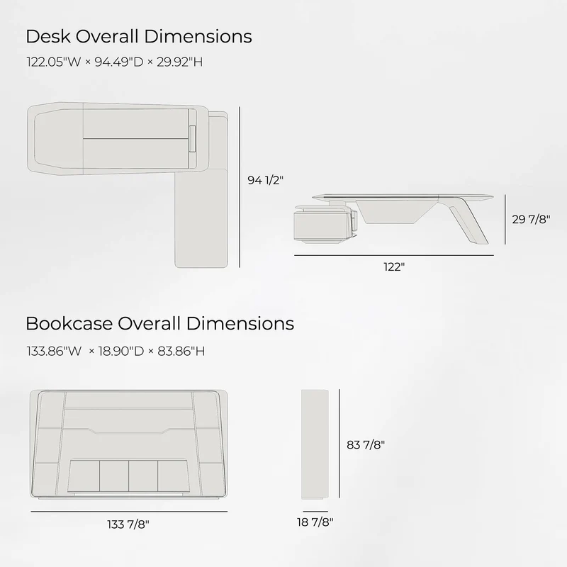 Zen Lunar, Executive Desk & Bookcase