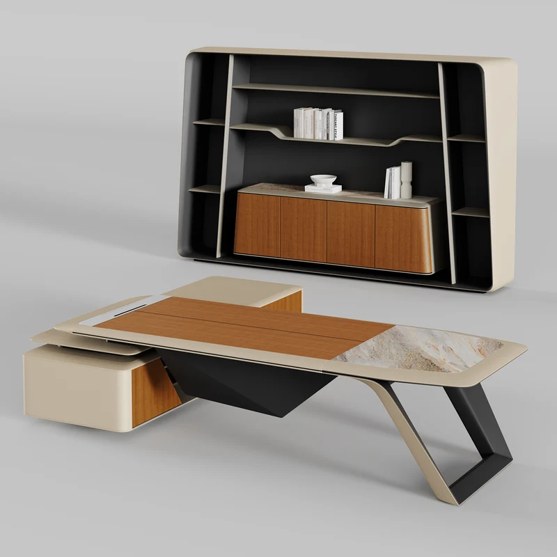 Zen Lunar, Executive Desk & Bookcase