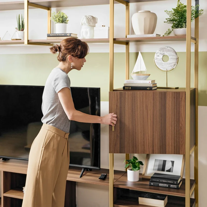 Sonoma Modern TV Stand with Storage Cabinet & Book Shelves