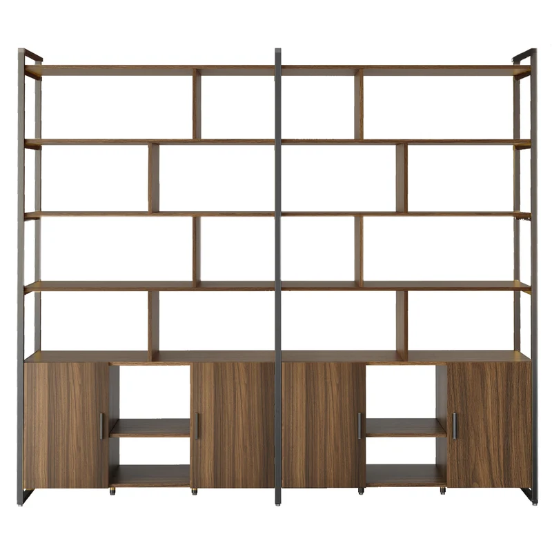 Napa Wood Bookcase Cabinet, Bottom Storage, Adjustable Book Shelves