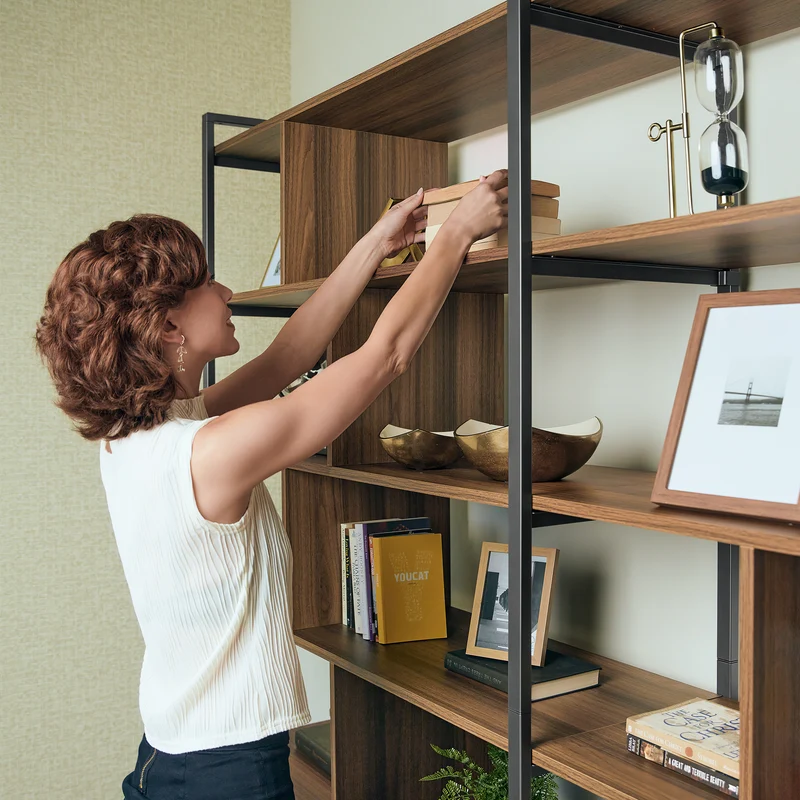 Napa Wood Bookcase Cabinet, Bottom Storage, Adjustable Book Shelves