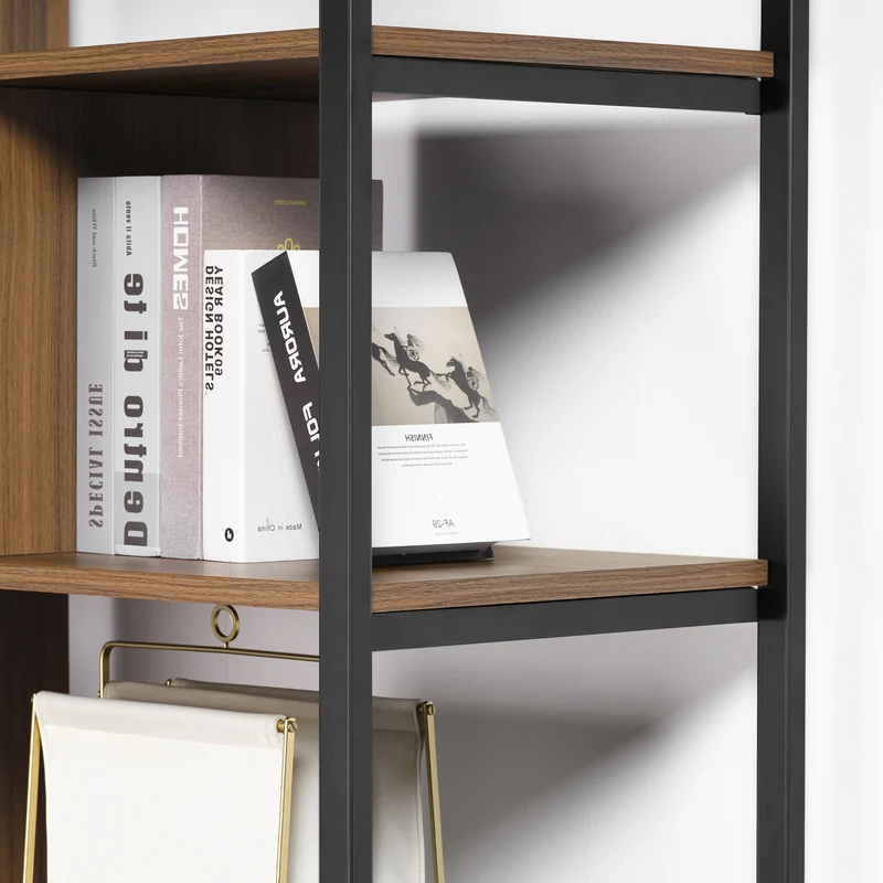 Napa Wood Bookcase Cabinet, Bottom Storage, Adjustable Book Shelves