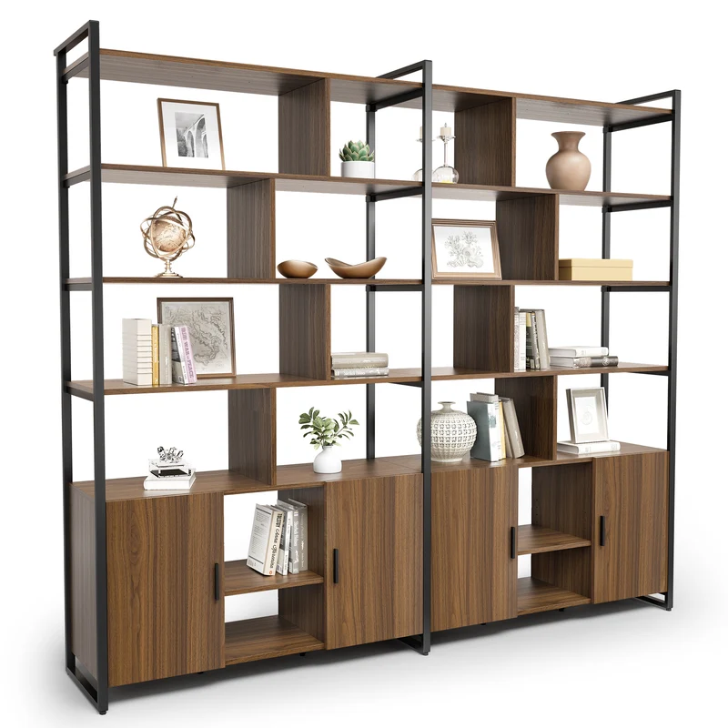 Napa Wood Bookcase Cabinet, Bottom Storage, Adjustable Book Shelves