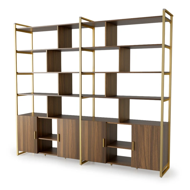 Napa Wood Bookcase Cabinet, Bottom Storage, Adjustable Book Shelves