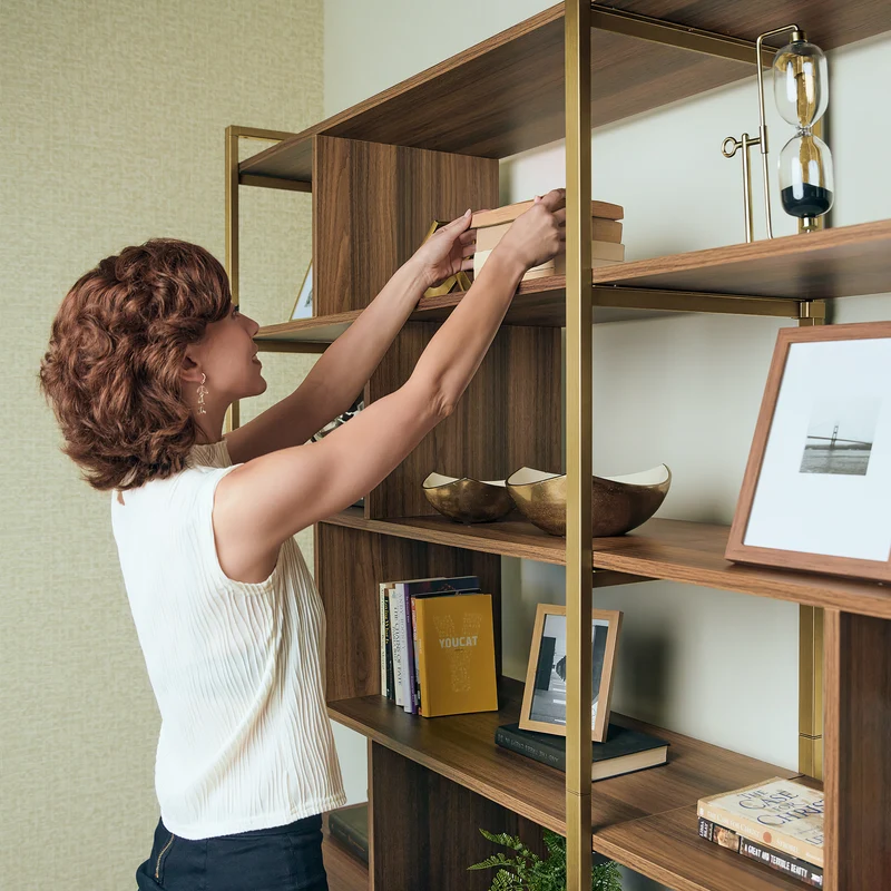 Napa Wood Bookcase Cabinet, Bottom Storage, Adjustable Book Shelves