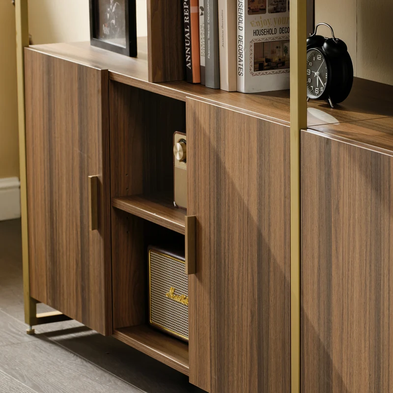Napa Wood Bookcase Cabinet, Bottom Storage, Adjustable Book Shelves