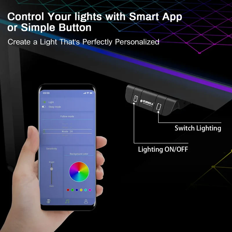 GTG - L60, L-Shaped Glass LED Gaming Desk (60"x40")