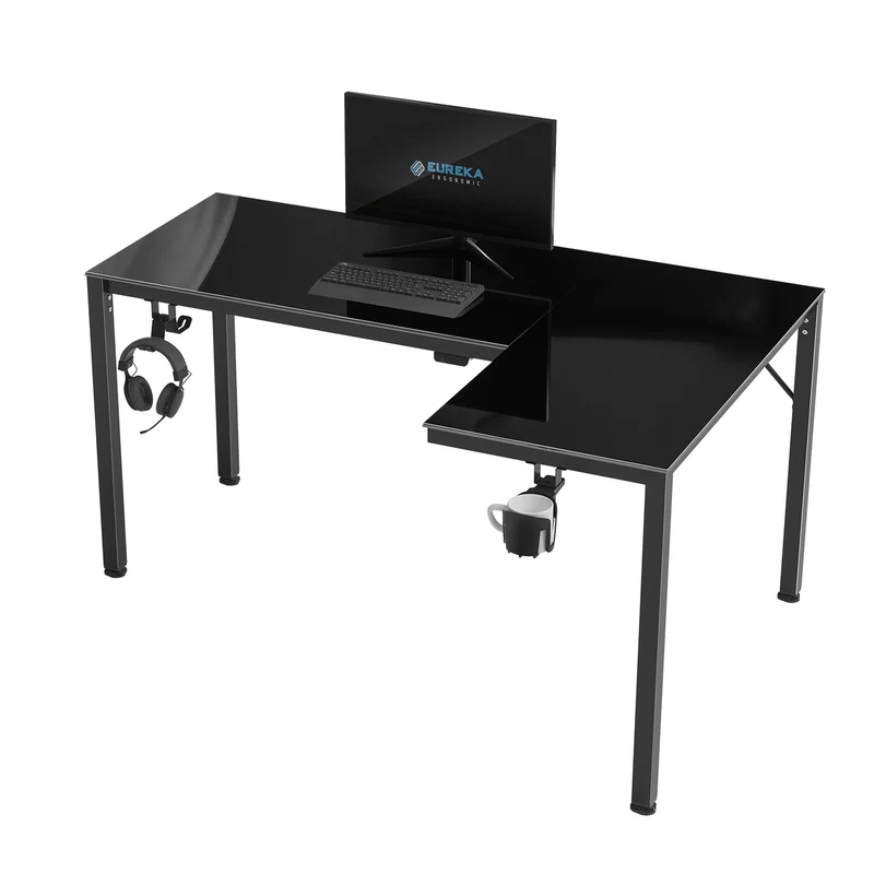 GTG - L60, L-Shaped Glass LED Gaming Desk (60"x40")