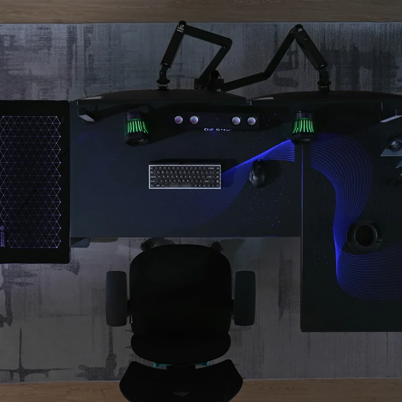 GTG - L60, L-Shaped Glass LED Gaming Desk (60"x40")