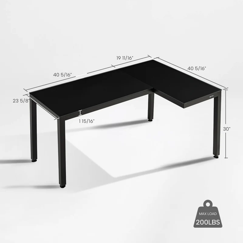GTG - L60, L-Shaped Glass LED Gaming Desk (60"x40")