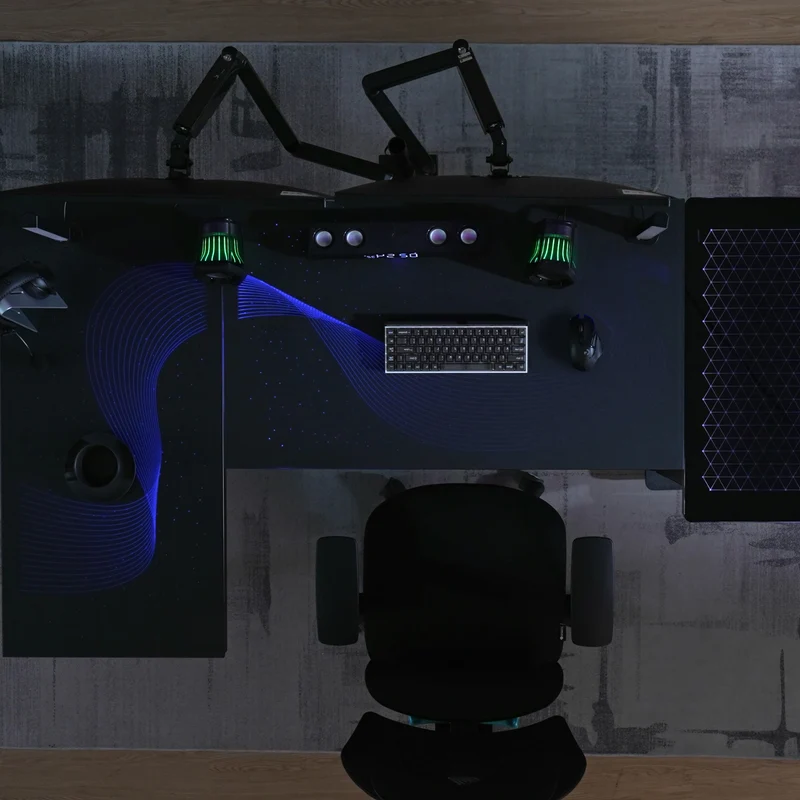 GTG - L60, L-Shaped Glass LED Gaming Desk (60"x40")